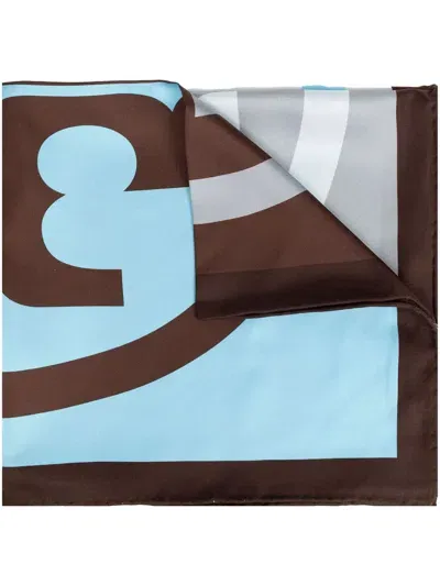 Tory Burch T Monogram Silk Scarf In Brown