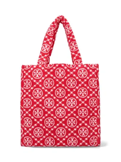 Tory Burch T-monogram Terry Tote Bag In Red