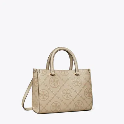 Tory Burch T Monogram Top-handle Embossed Tote In Brown