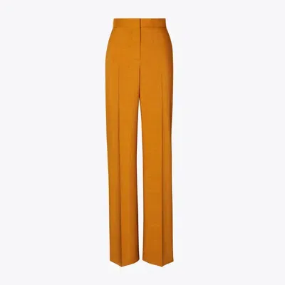 Tory Burch Tailored Drapey Mélange Pant In Cognac Amber