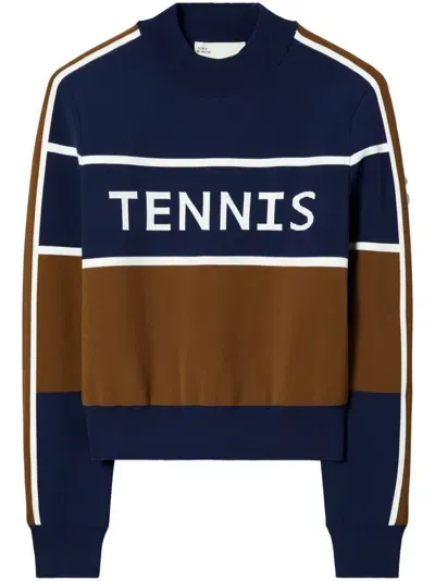 Tory Burch Tennis Cropped Jumper In Blue