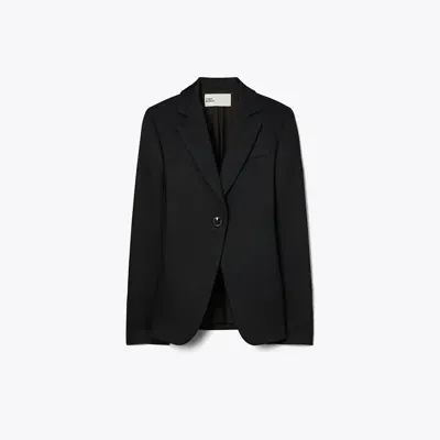 Tory Burch Textured Crepe Blazer In Black