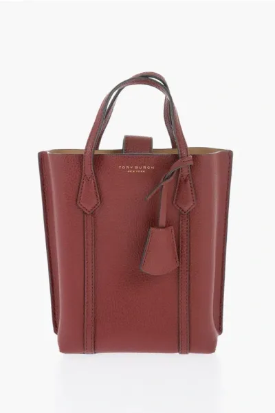 Tory Burch Textured Leather Perry Mini Tote Bag With Removable Strap In Burgundy