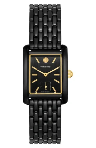 Tory Burch The Eleanor Bracelet Watch, 25mm In Black/black Ip/gold