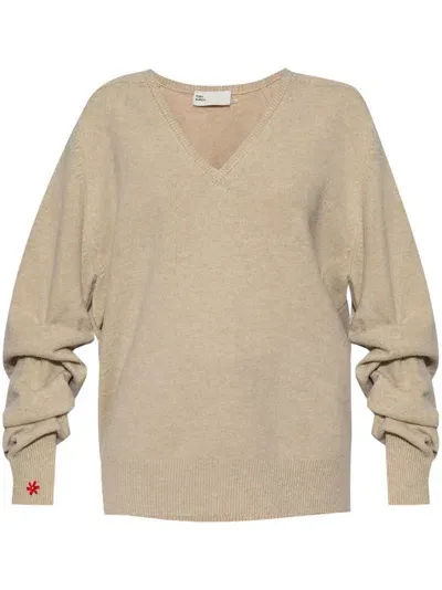 Tory Burch V-neck Wool Sweater In White