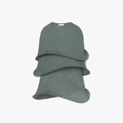 Tory Burch Viscose Hoop Cape In Shine Olive Slate