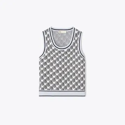 Tory Burch Viscose Jacquard Tank In Crisp Blue Small Zebra