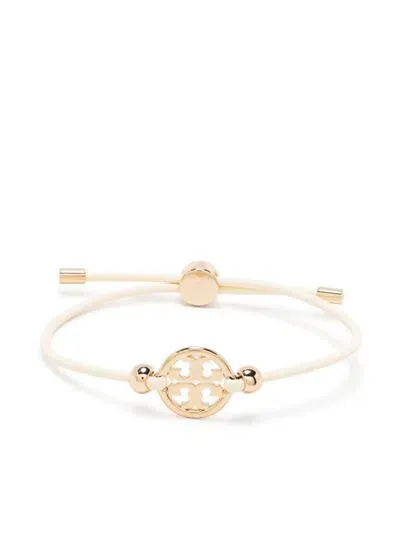 Tory Burch Charm-detail Leather Bracelet In White