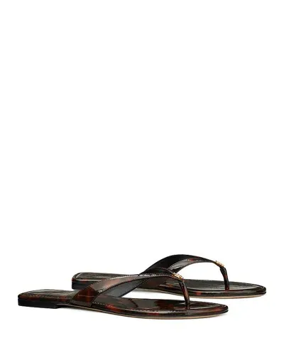 Tory Burch Classic Patent-leather Flip Flop In Tortoise Patent