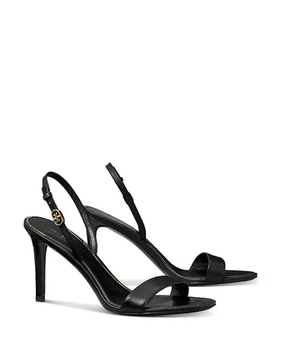 Tory Burch Women's Double T Buckle Heel Sandals In Perfect Black