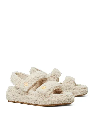 Tory Burch Kira Shearling Dual-band Sport Sandals In Taupe