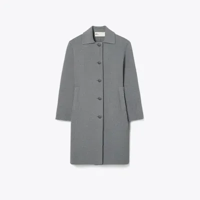 Tory Burch Wool Coat In Flecked Gray