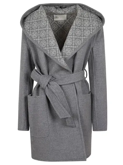 Tory Burch Wool Overcoat In Grey