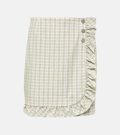 Tory Sport Ruffled Pinstripe Cotton Skort In White