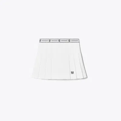 Tory Sport Tory Burch Logo Tape Twill Pleated Tennis Skirt In White