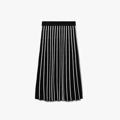 Tory Sport Tory Burch Pleated Tech Knit Skirt In Black/light Raven