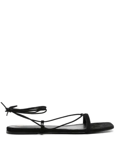 Toteme Main Leather Flat Sandals In Black