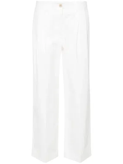 Toteme Main Organic Cotton Wide Leg Trousers In White