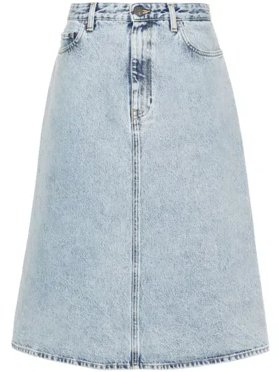 Toteme Pre Organi Cotton Denim Midi Skirt In Blue