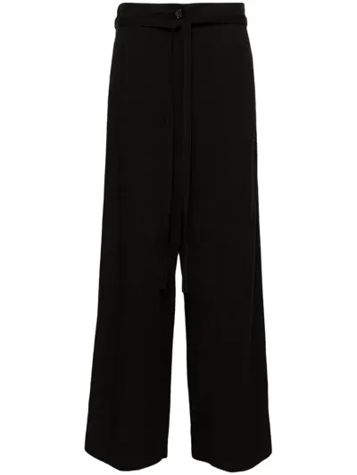 Toteme Pre Tie Waist Fluid Trousers In Black