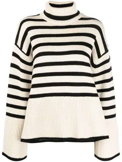 Toteme Pre Wool Striped Turtle Neck Jumper In Neutral