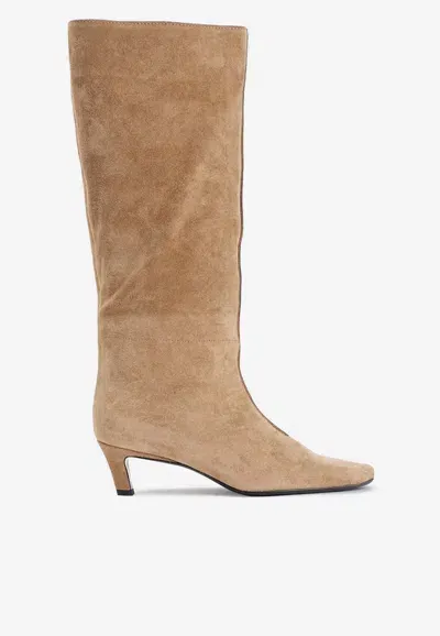 Totême 55 Knee-high Suede Boots In Beige