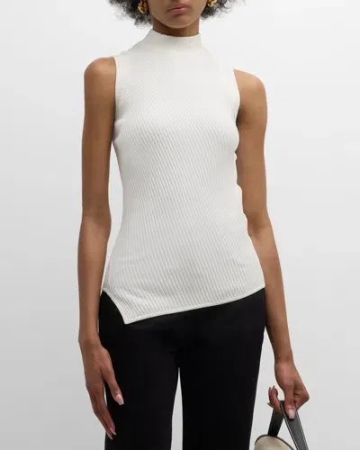 Totême Almaz Asymmetric Ribbed Tank Top In White