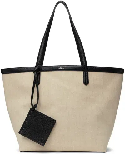 Totême Beige Canvas Travel Tote In 001 Ecru/black