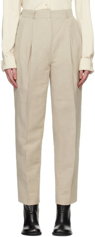 Totême Beige Double-pleated Trousers In 044 Sand