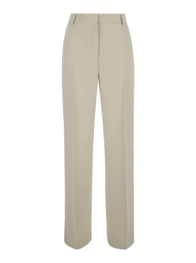 Totême Beige Relaxes Tailored Trousers In Wool Blend Woman In Neutrals