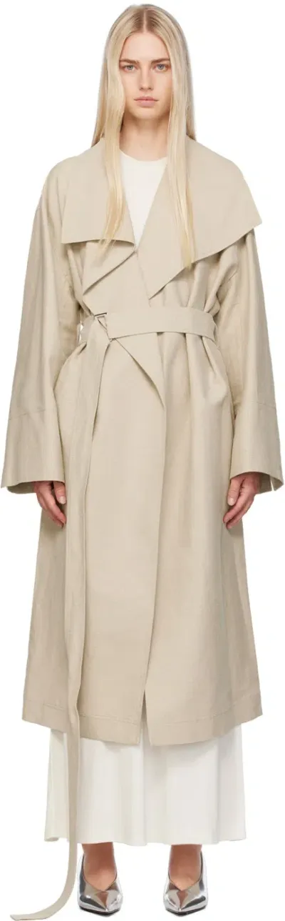 Totême Beige Signature Coat In 044 Sand