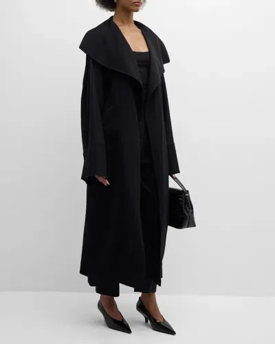 Totême Belted Signature Twill Coat In Black