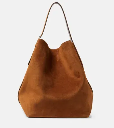 Totême Belted Suede Tote Bag In Brown