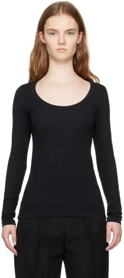 Totême Black Classic Long Sleeve T-shirt In Schwarz