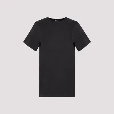 Totême Black Cotton Curved Seam T-shirt