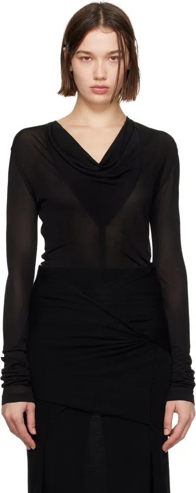 Totême Black Draped V-neck T-shirt In Black 001