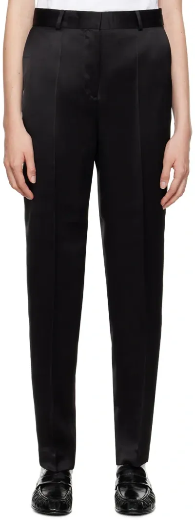 Totême Black Low-waist Satin Trousers In Black 001