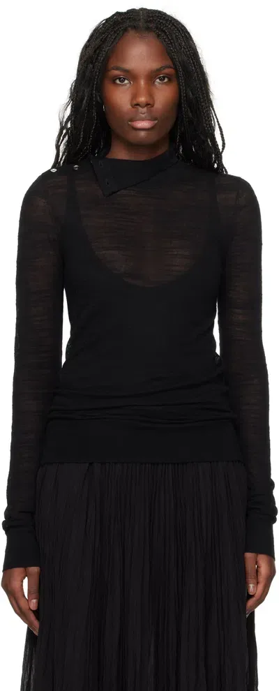 Totême Black Slubbed Turtleneck In Black 001