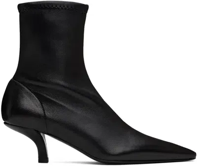 Totême 60mm The Suede Heeled Sock Boot In Black