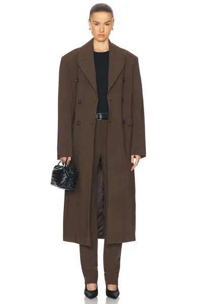 Totême Broad Midi Coat In Bark