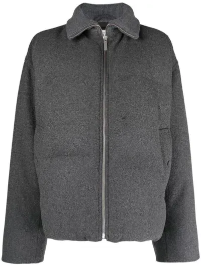 Totême Toteme Flannel Padded Jacket In Gray