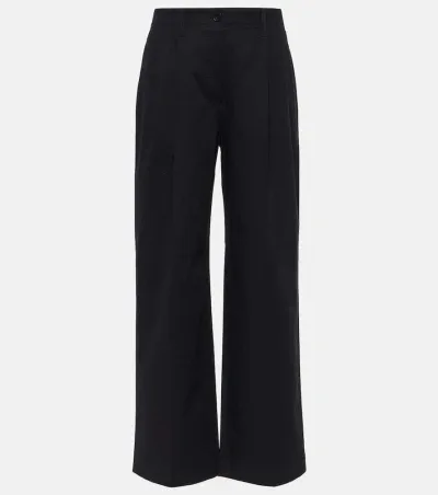 Totême Cotton Twill Wide-leg Pants In Black