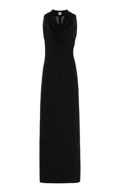 Totême Cowl-neck Crepe Maxi Dress In Black