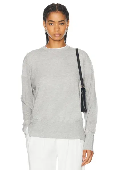 Totême Crewneck Silk Cashmere Knit Sweater In Grey