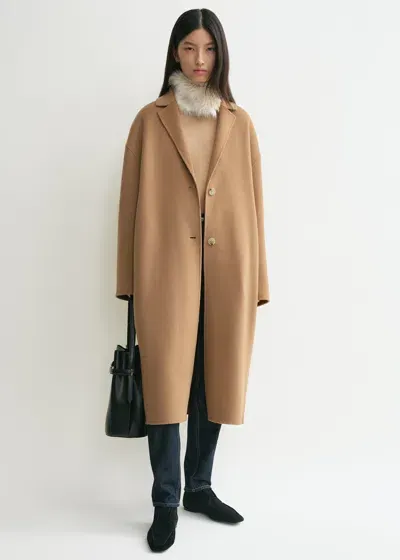 Totême Toteme Double Face Wool Cocoon Coat In Brown