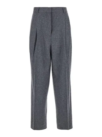 Totême Doublepleated Tailored Trousers In Grey