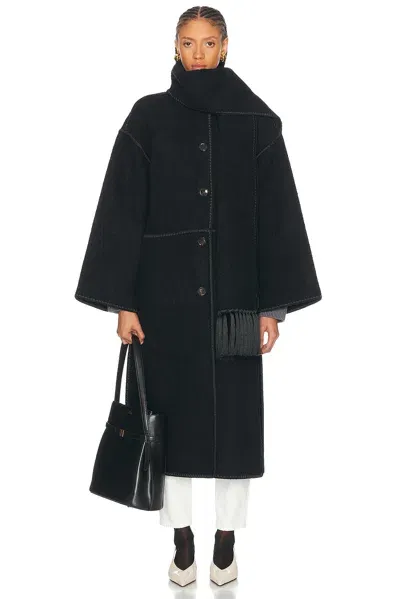 Totême Embroidered Scarf Coat In Black