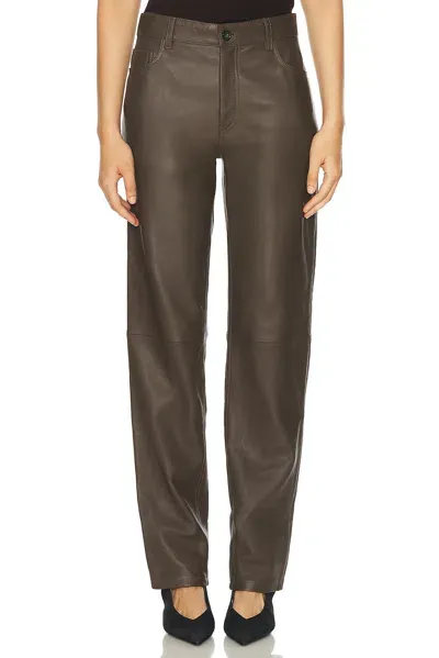 Totême Five Pocket Leather Trouser In Bark