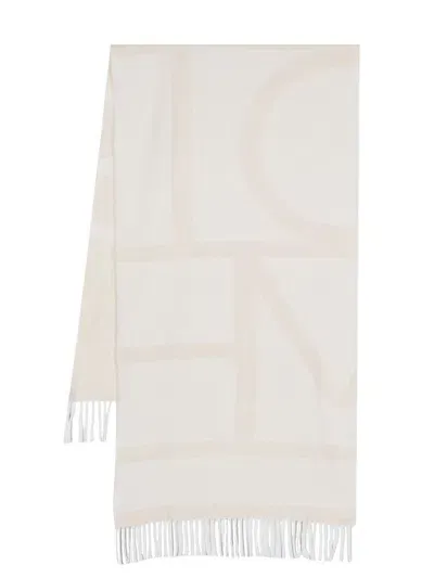 Totême Fringed Logo-jacquard Scarf In Neutrals