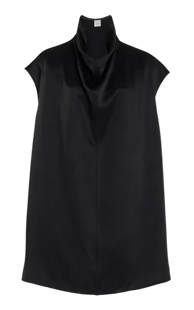 Totême Funnel-neck Satin Top In Black